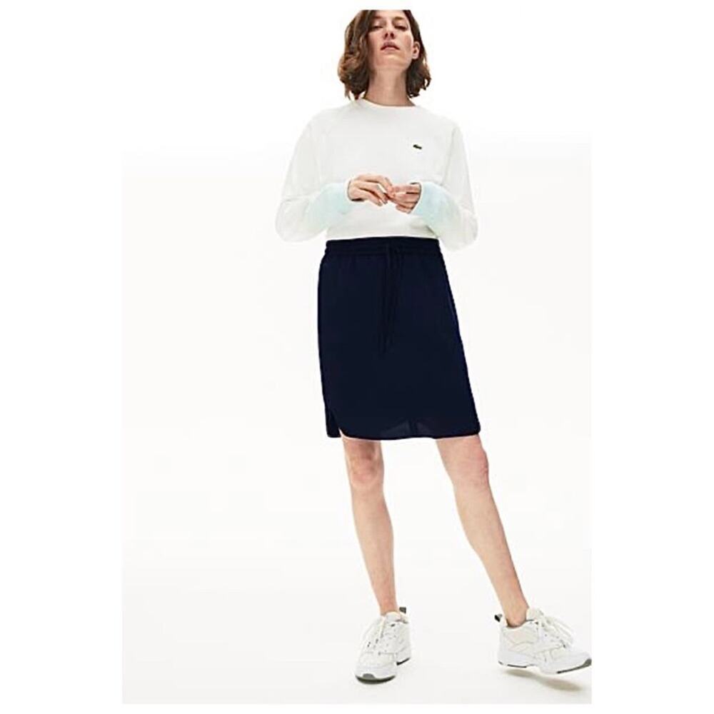 Lacoste Women's Sz L Navy Drawstring Skirt Elastic Waist Pull On Lightweight